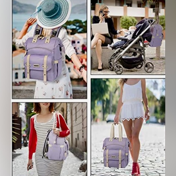 Multifunctional Travel Backpack Diaper Bag Carry On Pockets Purse Tote USB Port - Picture 2 of 9